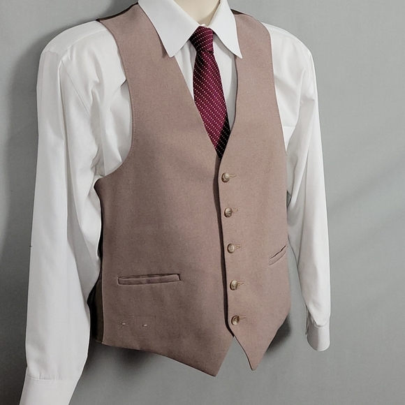 Men's Formal Tan Vest - (S) - Picture 2 of 4